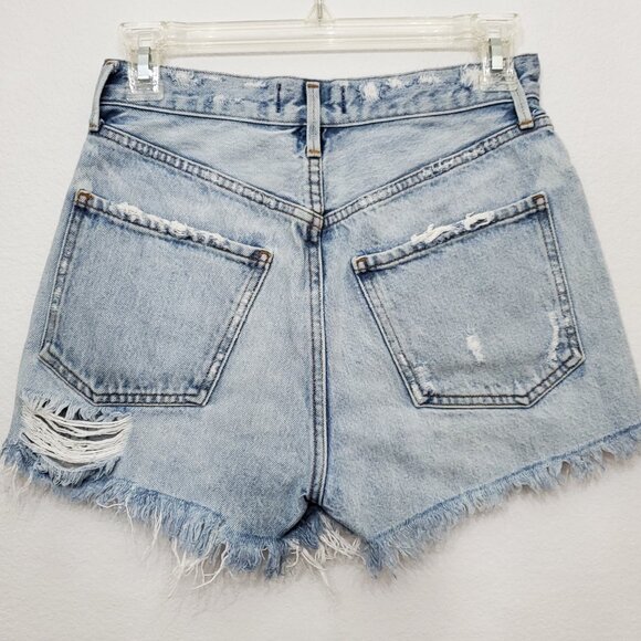 AGOLDE Jaden High Rise Button Fly Cut Off Distressed Denim Shorts Size 25 - Picture 7 of 14